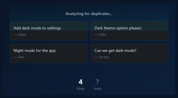 Duplicate detection for feature requests